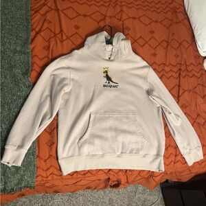 Cream Hoodie with Basquiat Design